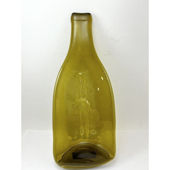 Recycled Green Glass Wine‎ Bottle Relish Serving Tray Melted Charcuterie Cheese - Picture 1 of 6